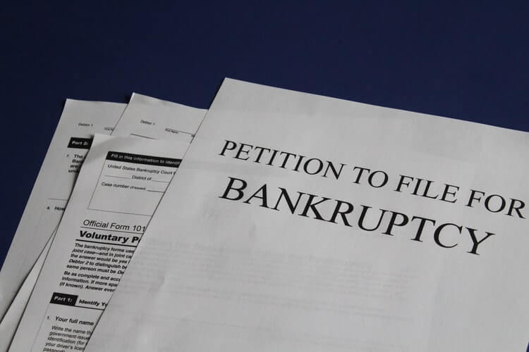 Petition papers to file for bankruptcy