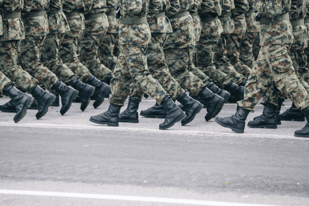 Military members marching