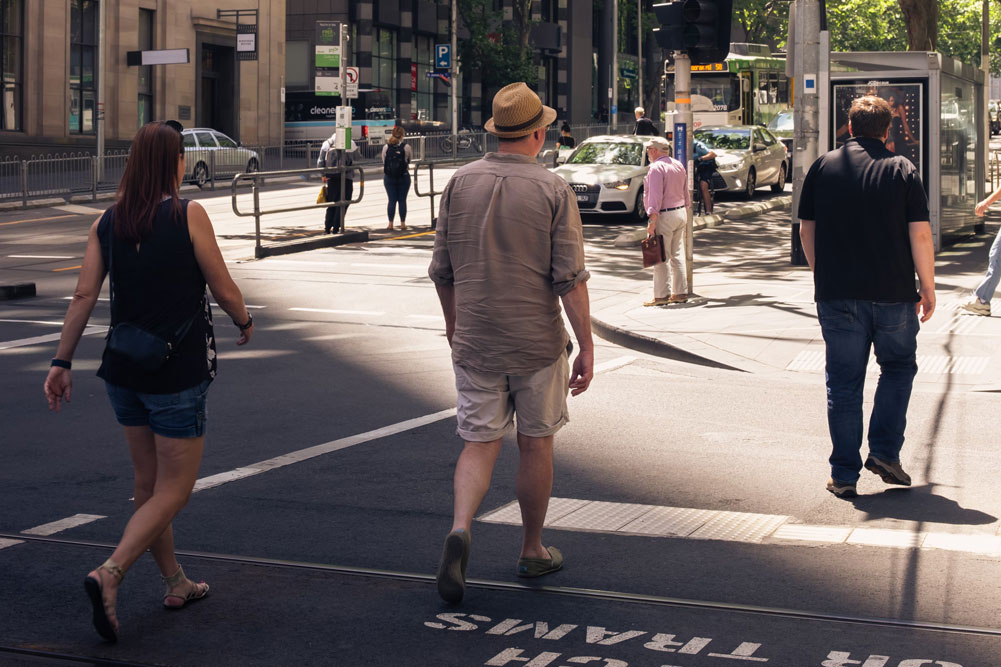 People walking in street